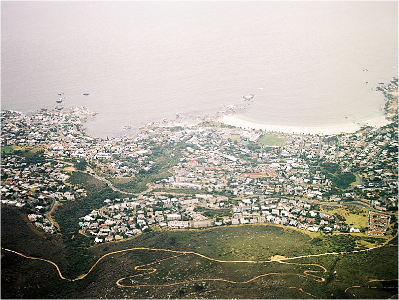 Table Mountain in Cape Town, South Africa with film destination wedding and travel photographer, Renee Hollingshead