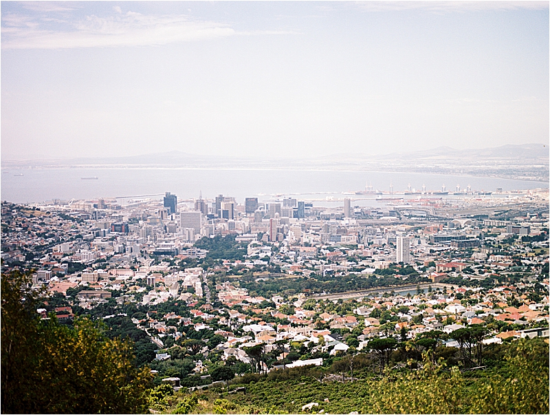 Birds eye view on top of Table Mountain in Cape Town, South Africa with film destination wedding and travel photographer, Renee Hollingshead