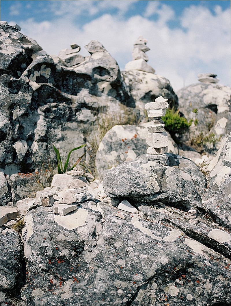 Rocks on Table Mountain in Cape Town, South Africa with film destination wedding and travel photographer, Renee Hollingshead