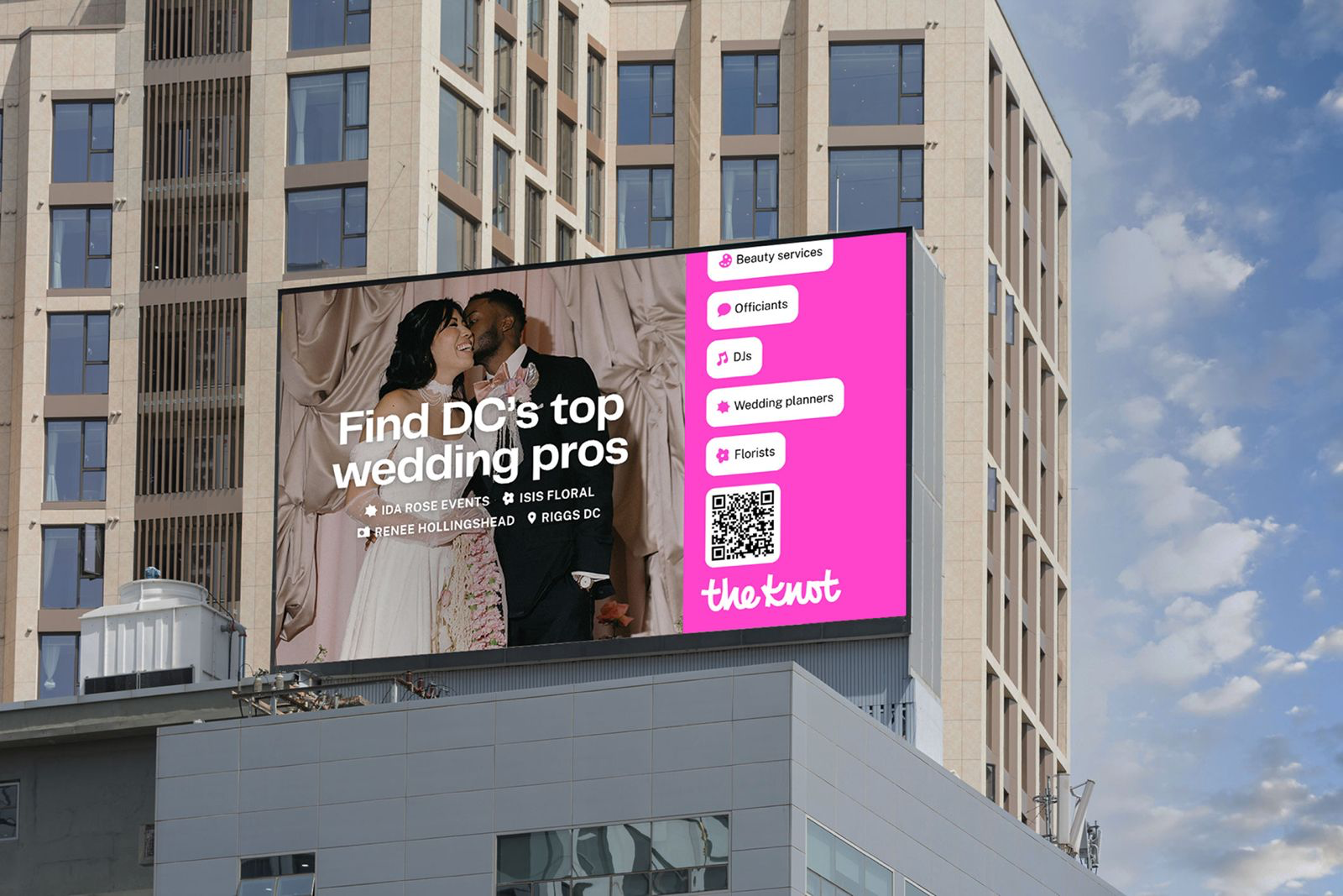 DC wedding photographer Renee Hollingshead featured on The Knot billboard in Washington DC