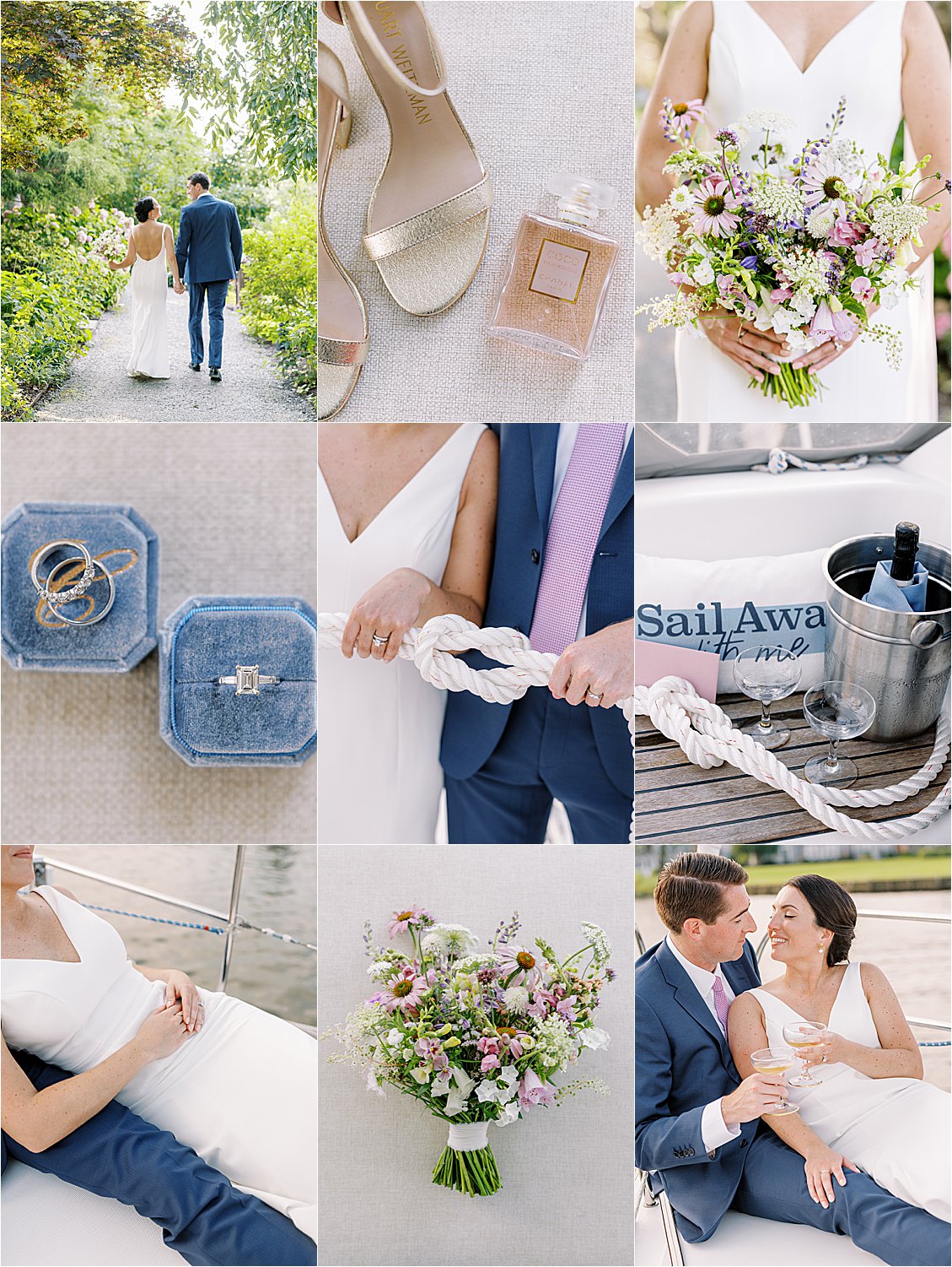 Film wedding photography collage from Suzanne and Drew's micro wedding at Inn at Perry Cabin, St. Michaels Maryland by Renee Hollingshead